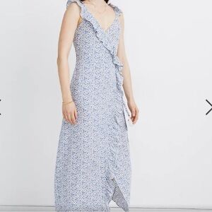 Madewell Floral Blue Ruffle Dress